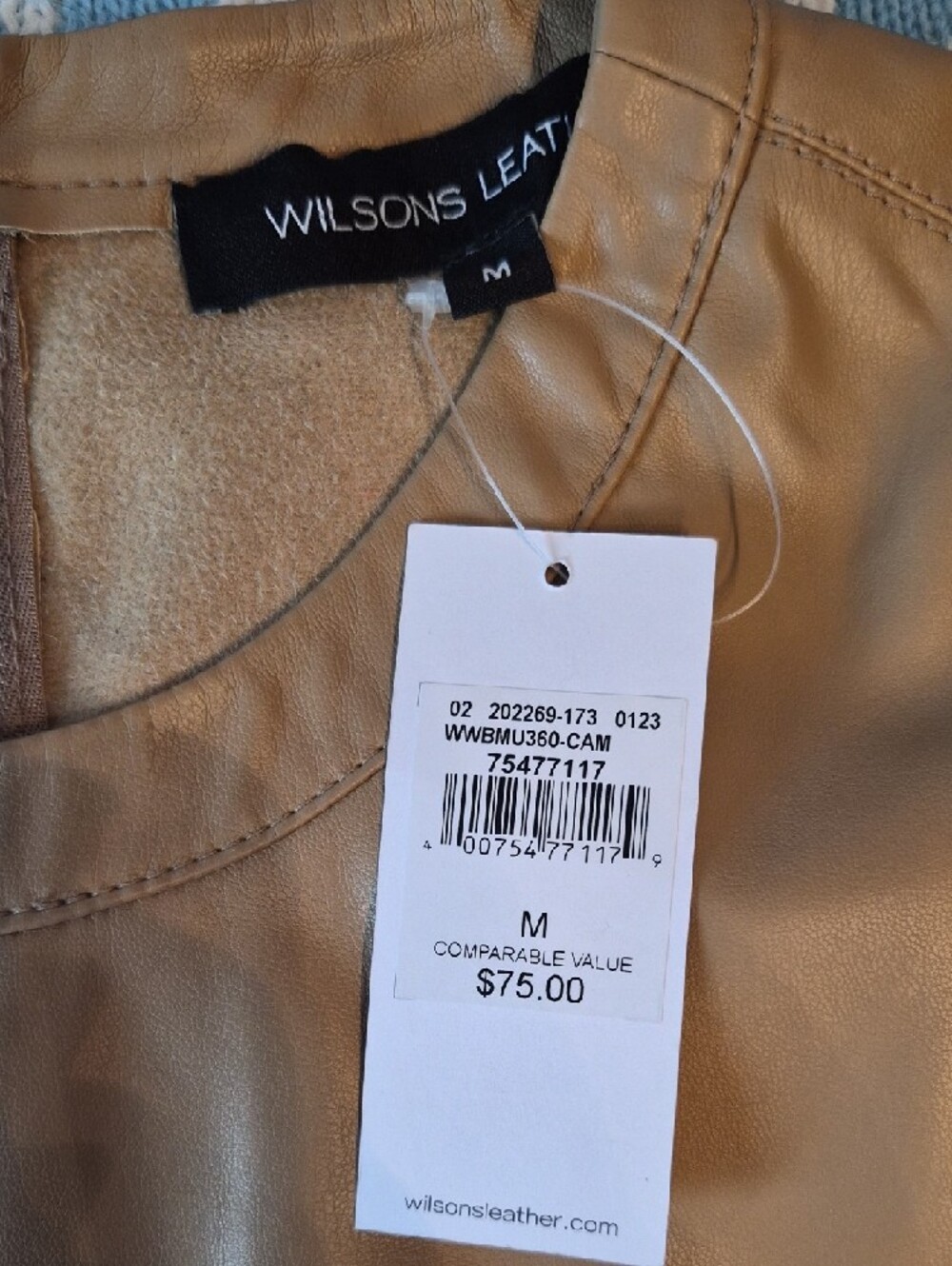 Wilsons Leather Camel Faux Leather Top And A Skirt PTP 21 LENTH 30 waist 15" - Picture 6 of 6
